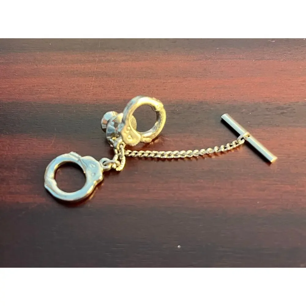 VTG Handcuff Tie Tacks Lot of 2 Silver and Gold Tone Law Enforcement Police
